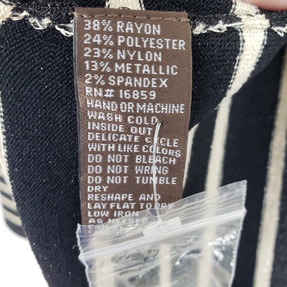 J McLaughlin Ginger Metallic Striped Crew Neck Sweater S Button Trim Black Gold - Picture 8 of 8